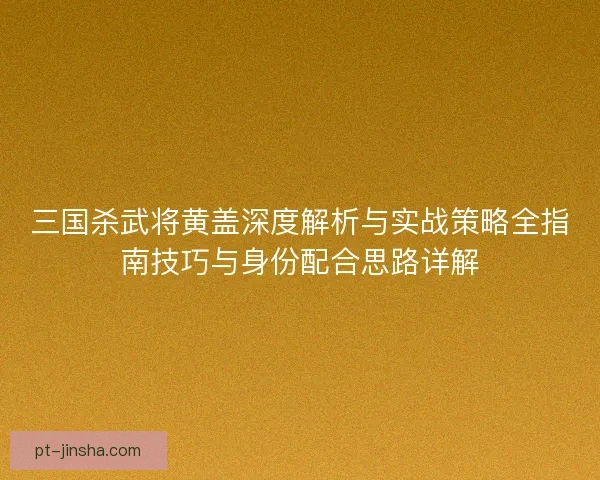 三国杀武将黄盖深度解析与实战策略全指南技巧与身份配合思路详解